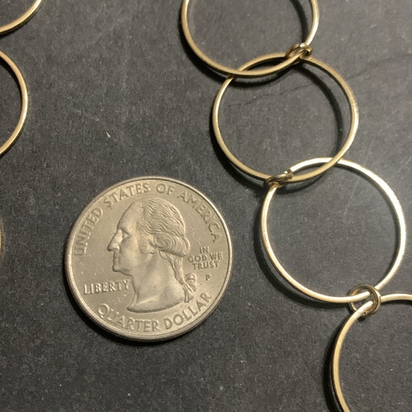 Gold circle & oval hoop necklace 28 inch - Picture 6 of 6